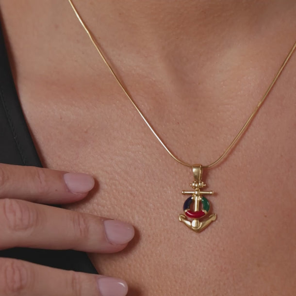 Italian vintage nautical anchor enamel 18k yellow gold necklace Necklaces Jack Weir & Sons