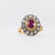 Antique 1.3 Carat No Heat Ruby Diamond 18K Yellow Gold Silver Cluster Ring