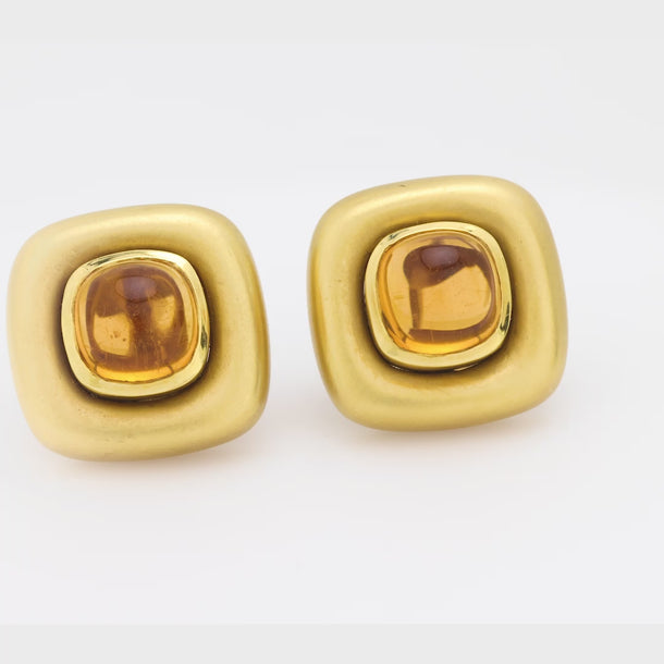 Marlene Stowe 12.80 carat citrine matte 18k yellow gold earrings