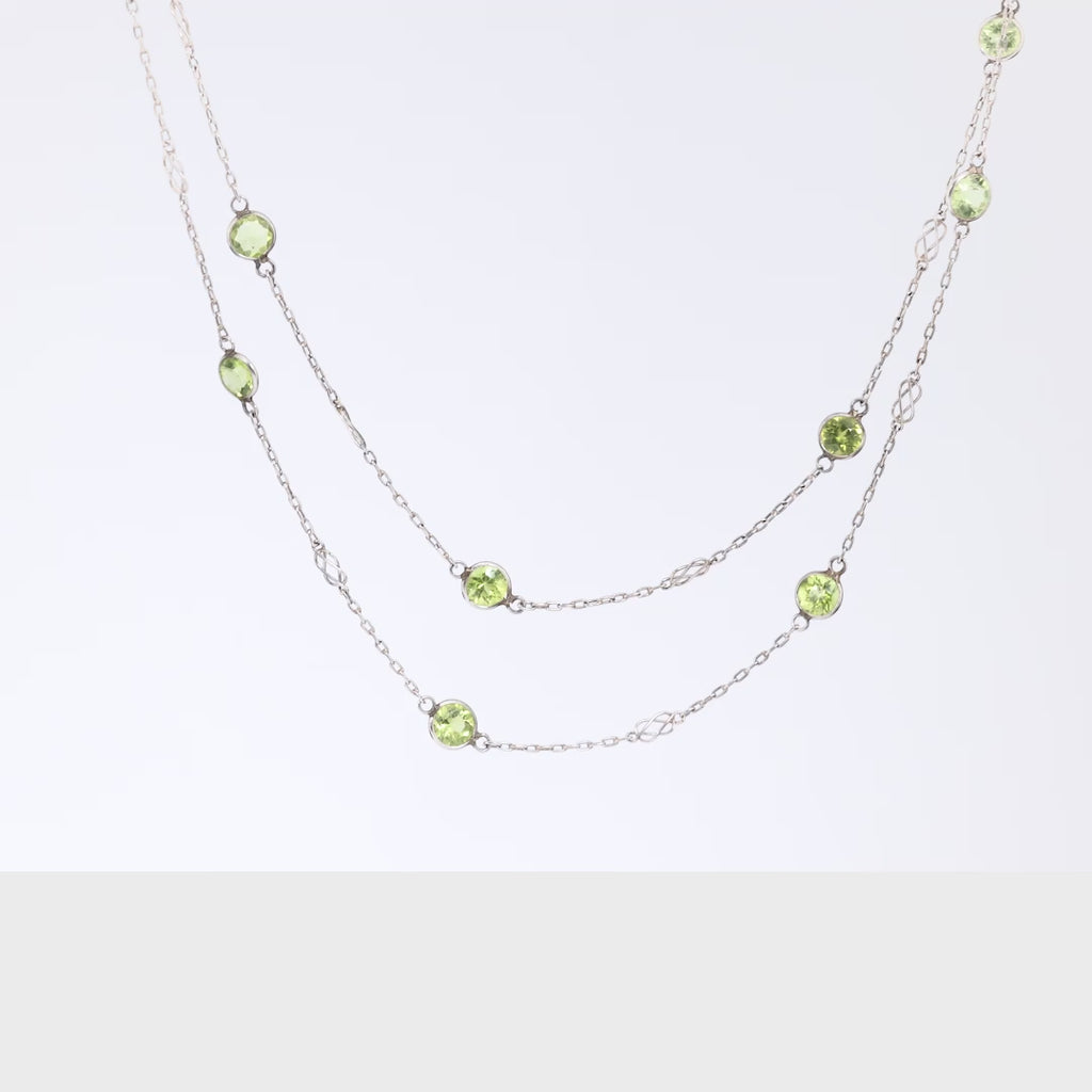 Modern 14.48 carat peridot platinum by the yard necklace Jack Weir & Sons