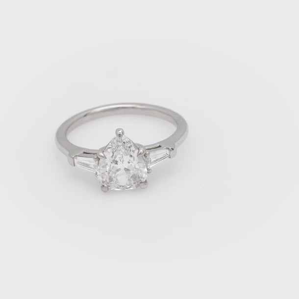GIA 1.54 carat old cut pear shape diamond platinum engagement ring Jack Weir & Sons