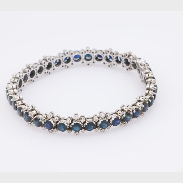 Vintage 10.80 carat sapphire diamond 18k white gold bracelet Jack Weir & Sons