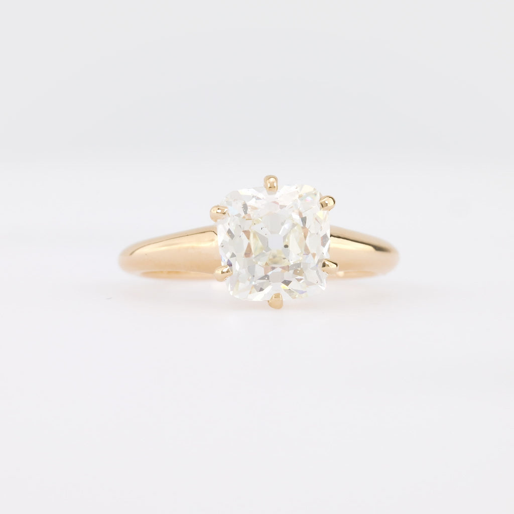 GIA 2.01 Carat Old Mine Cut Diamond 14K Yellow Gold Engagement Ring