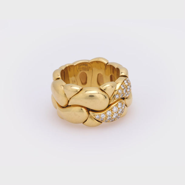 Vintage Chopard diamond 18k yellow gold braided band