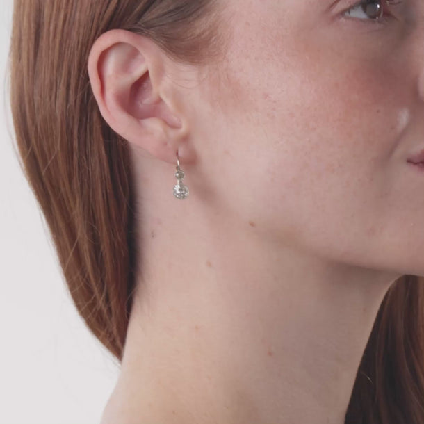 Edwardian style 2.34 carat diamond platinum gold drop earrings