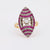 Edwardian diamond ruby 18k yellow gold navette ring Jack Weir & Sons