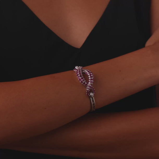 Mid century 9.00 carat ruby diamond 18k white gold bracelet