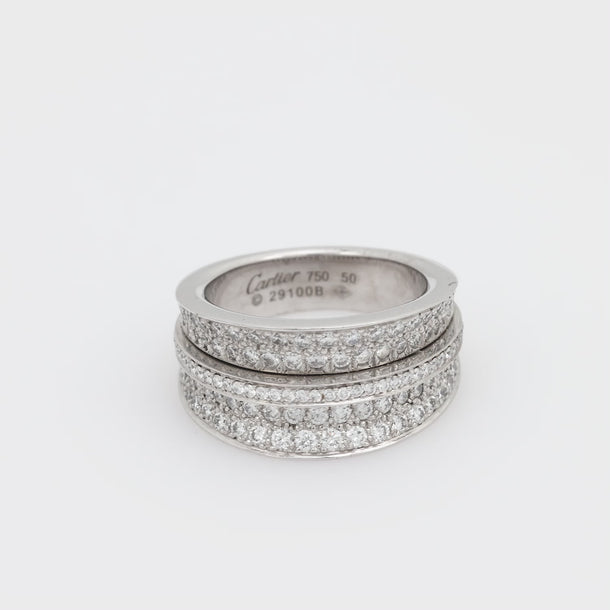 Cartier French diamond 18k white gold ring Cartier