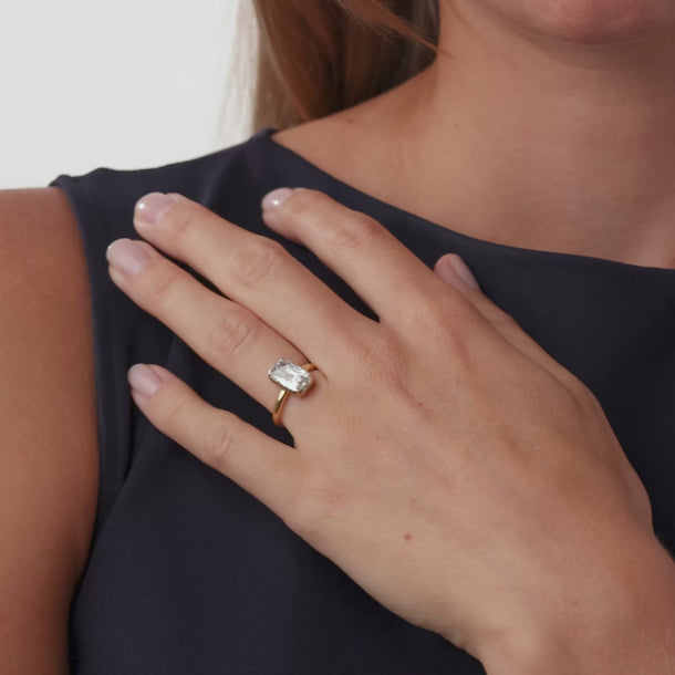 GIA 1.81 carat elongated old mine cut diamond 18k yellow gold engagement ring Jack Weir & Sons