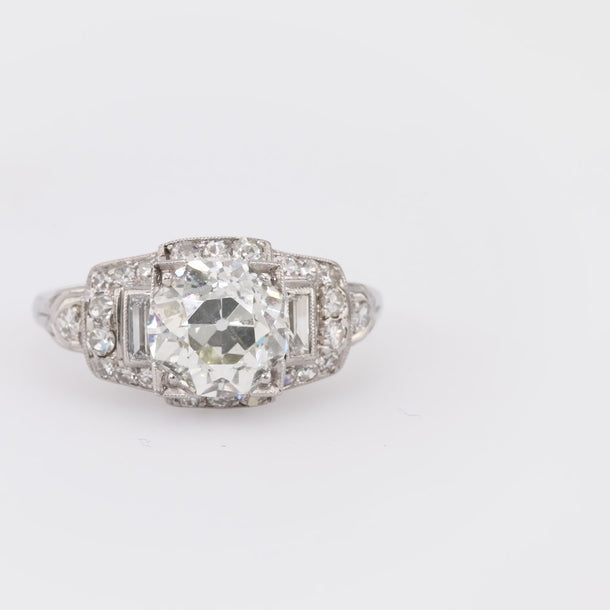 Art Deco GIA 2.05 Carat Old European Cut Diamond Platinum Ring Jack Weir & Sons