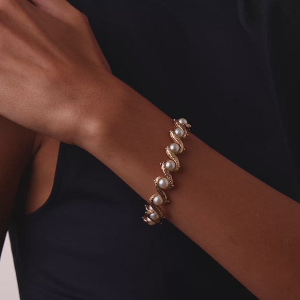 Vintage pearl 14k yellow gold bracelet Bracelets Jack Weir & Sons