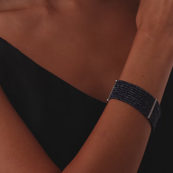 Vintage diamond sapphire 10k white gold bracelet