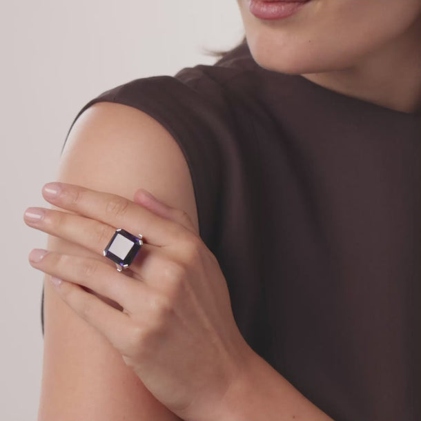 Contemporary 36.10 carat amethyst diamond 14k white gold ring Rings Jack Weir & Sons