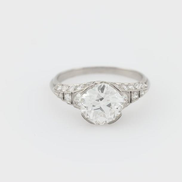 Art Deco GIA 2.07 carat old European cut diamond platinum engagement ring Jack Weir & Sons