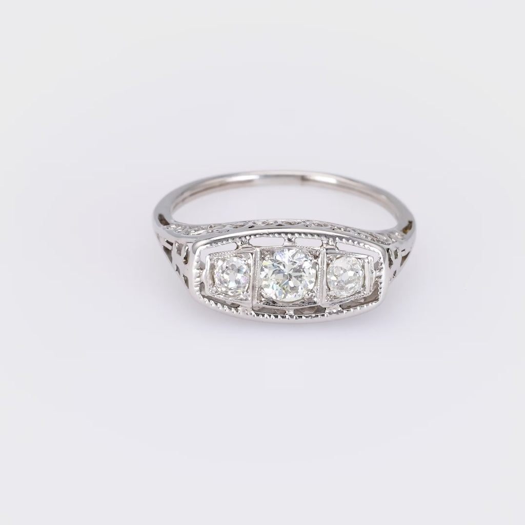 Art Deco Three-Stone Diamond Ring