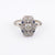 Art Deco Old European Cut Diamond Sapphire 18k White Gold Shield Ring