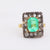 Victorian GIA 3 Carat Emerald Diamond 18K Yellow Gold Silver Square Ring