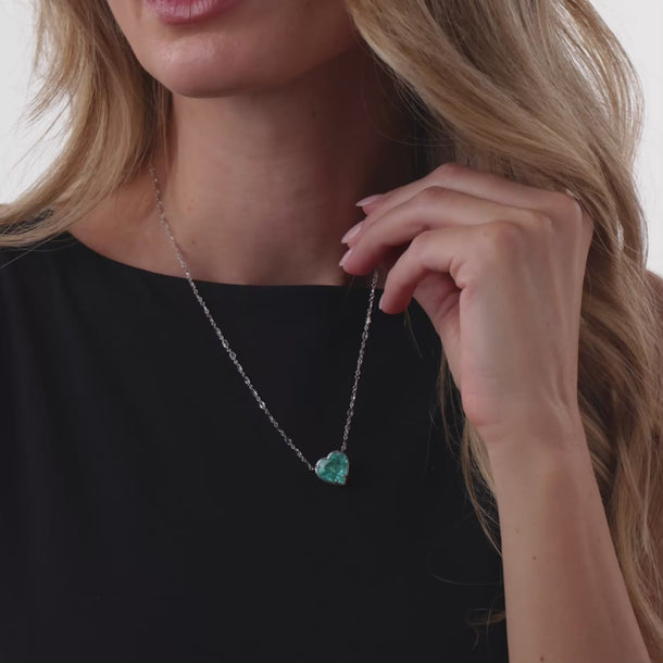 Lugano 6.88 carat Paraiba tourmaline diamond 18K white gold necklace