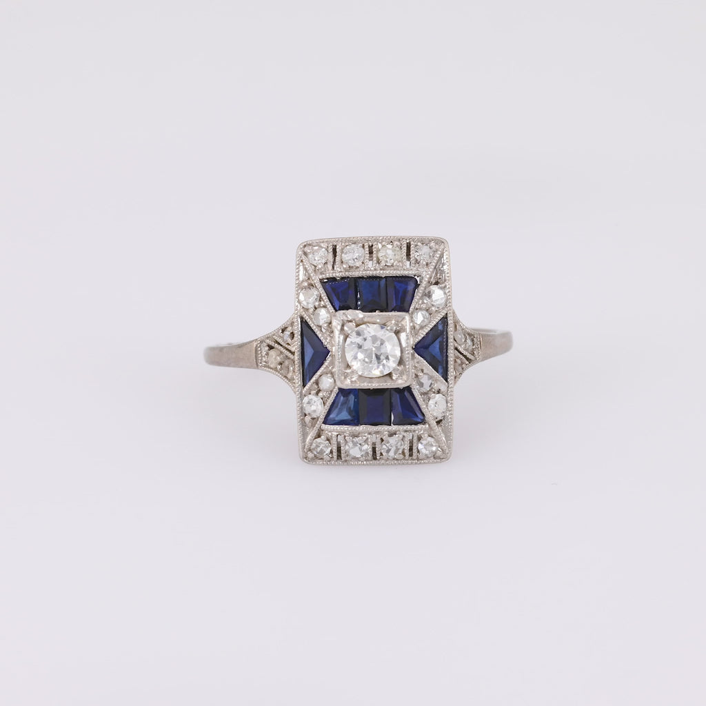 Art Deco Diamond Sapphire Platinum Ring Rings Jack Weir & Sons