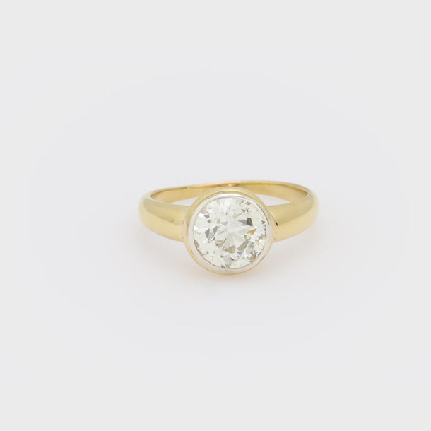GIA 2.92 carat old European cut diamond 18k yellow gold engagement ring Jack Weir & Sons