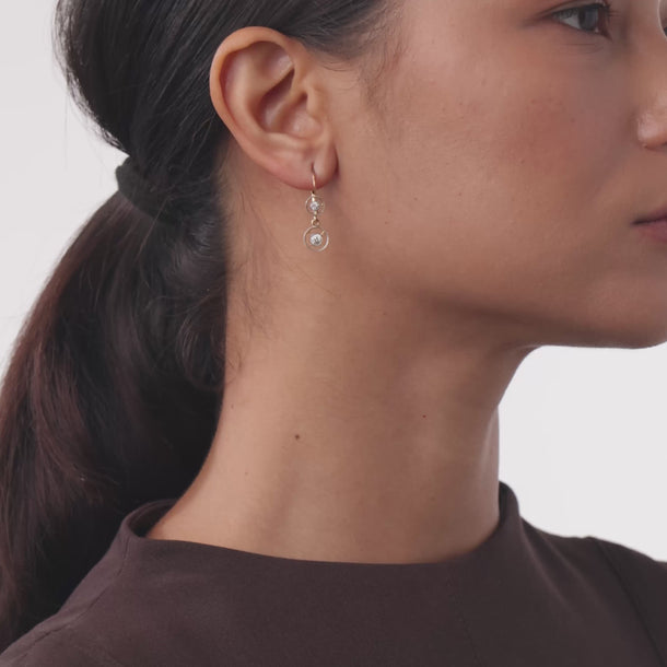 Edwardian diamond gold platinum drop earrings