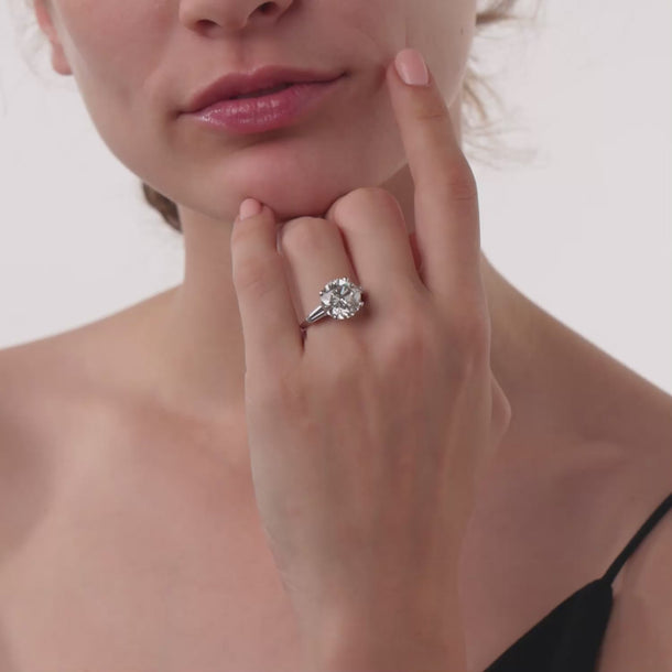 Vintage GIA 6.78 carat diamond platinum engagement ring