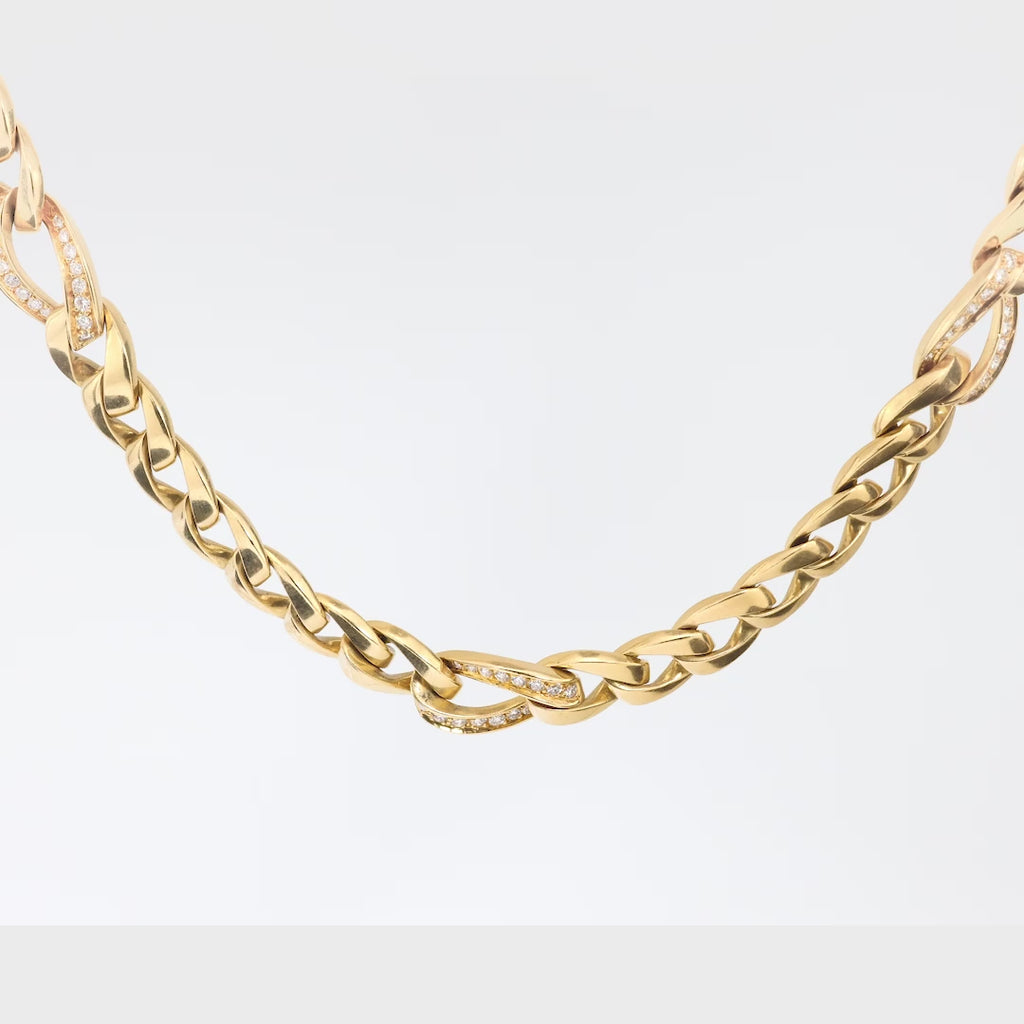 Cartier Paris diamond 18k yellow gold link chain necklace Cartier