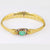 Antique French 3.60 Carat Cabochon Emerald Diamond 18K Yellow Gold Snake Bangle