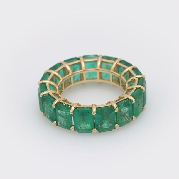 Vintage 12 carat emerald 14k yellow gold eternity band Jack Weir & Sons
