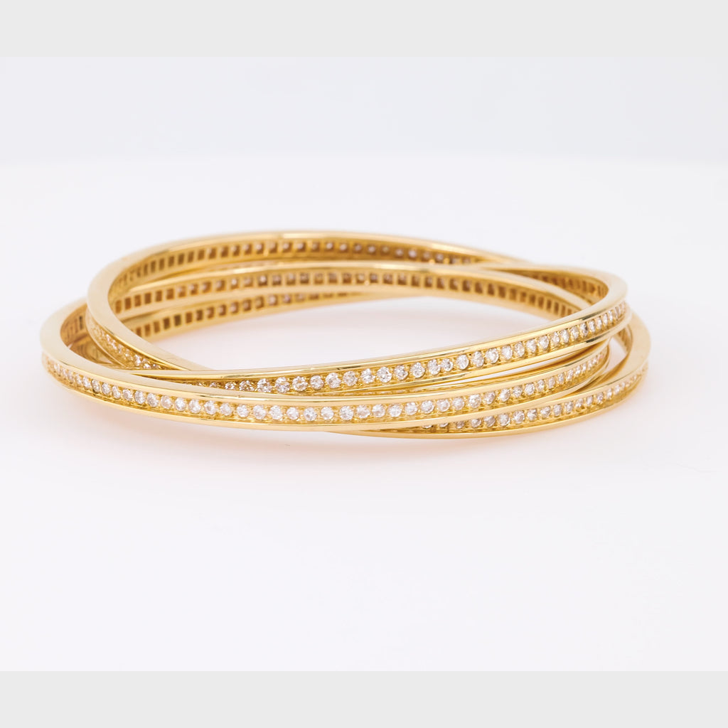 Cartier French 6.5 Carat Diamond 18K Yellow Gold Trinity Bangle