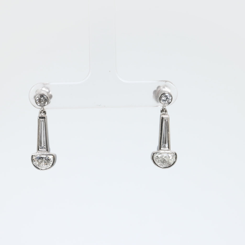 Mid Century 2.50 carat total weight diamond platinum drop earrings Jack Weir & Sons