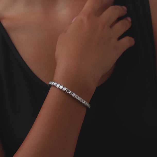 Mid Century 8.00 carat diamond 18k white gold tennis bracelet Bracelets Jack Weir & Sons