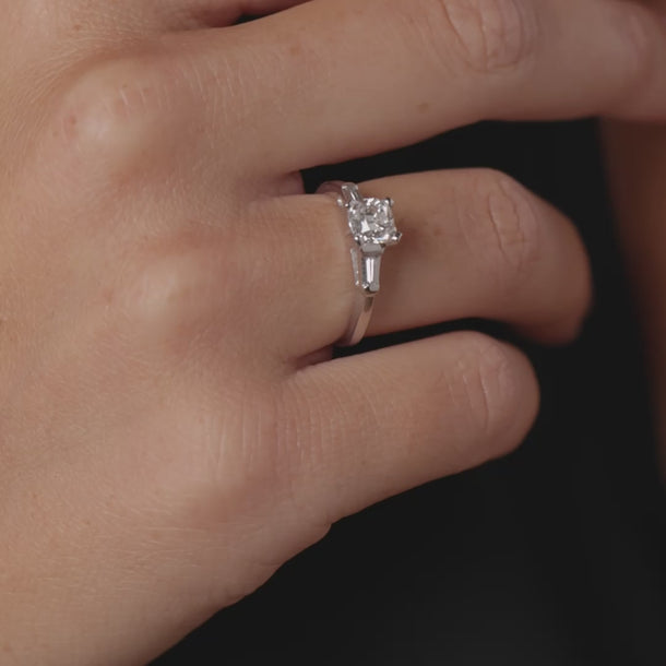 Mid Century GIA 1.11 carat old mine cut diamond platinum engagement ring Rings Jack Weir & Sons