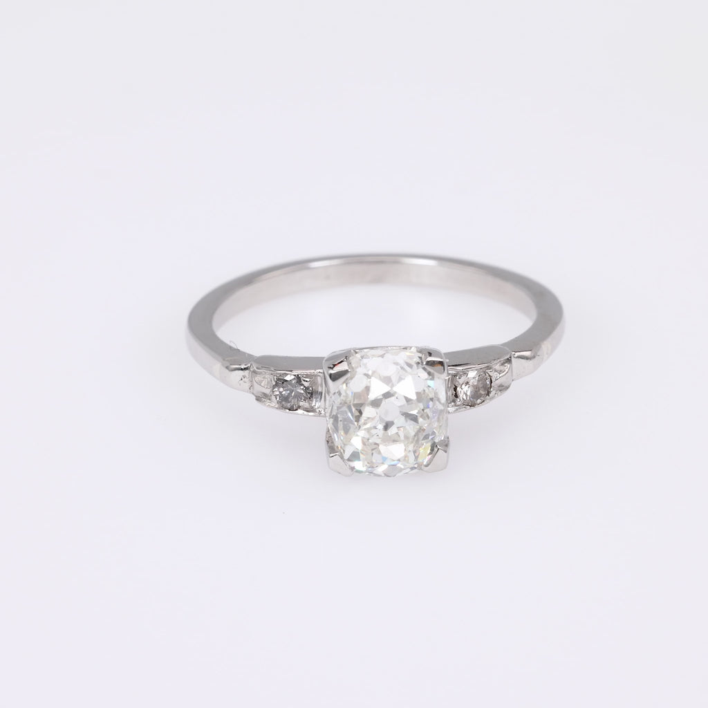 Art Deco GIA 1.32 Carat Old Mine Cut Diamond Platinum Engagement Ring