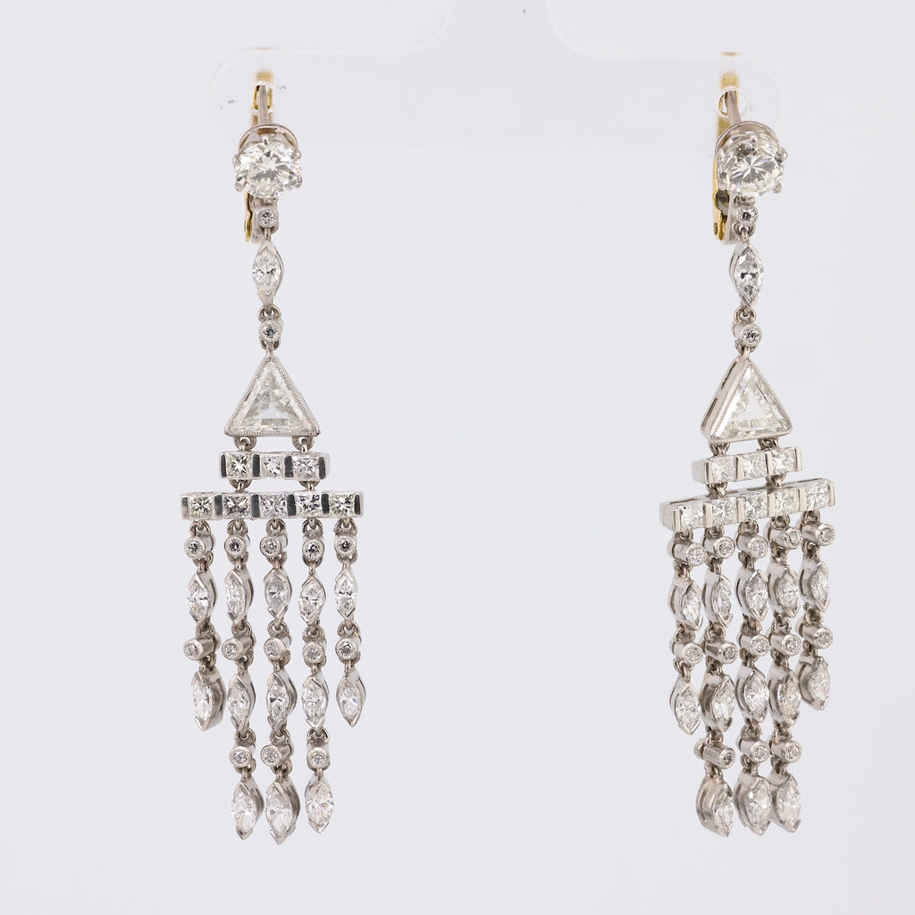 Art Deco inspired 6 carat total weight diamond platinum chandelier earrings Jack Weir & Sons