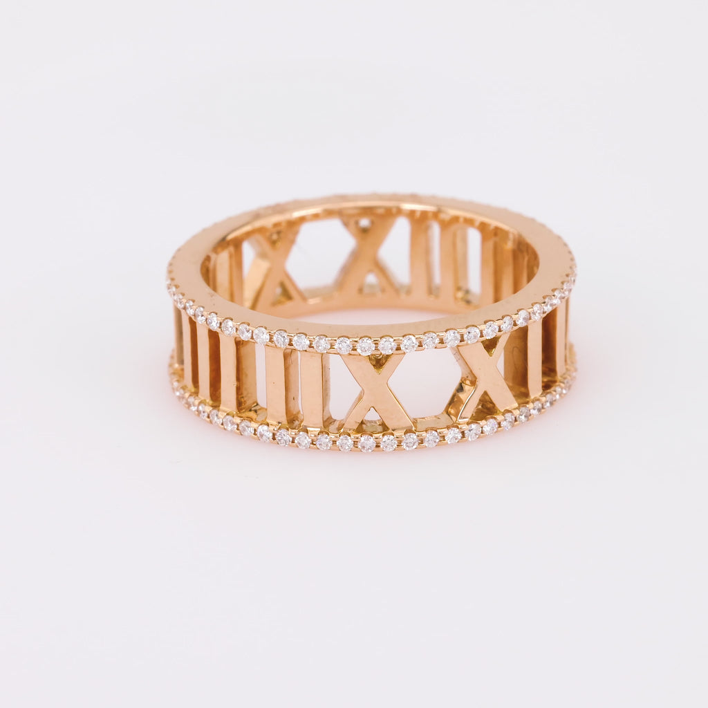 Tiffany & Co. Italy Diamond 18K Rose Gold Open Atlas Ring