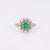 Mid Century Emerald Diamond 18K White Gold Cluster Ring