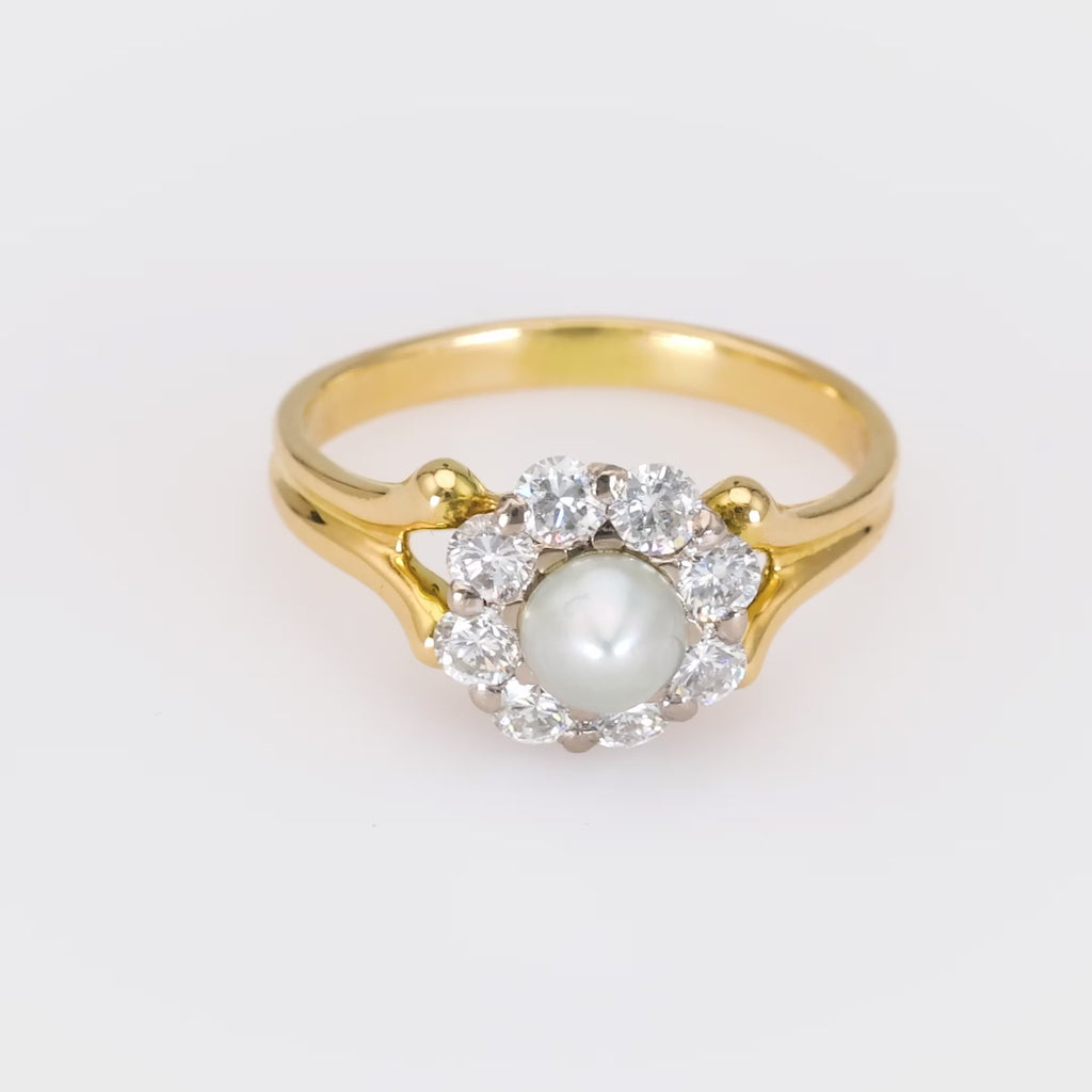 Pearl and Diamond Cluster Ring