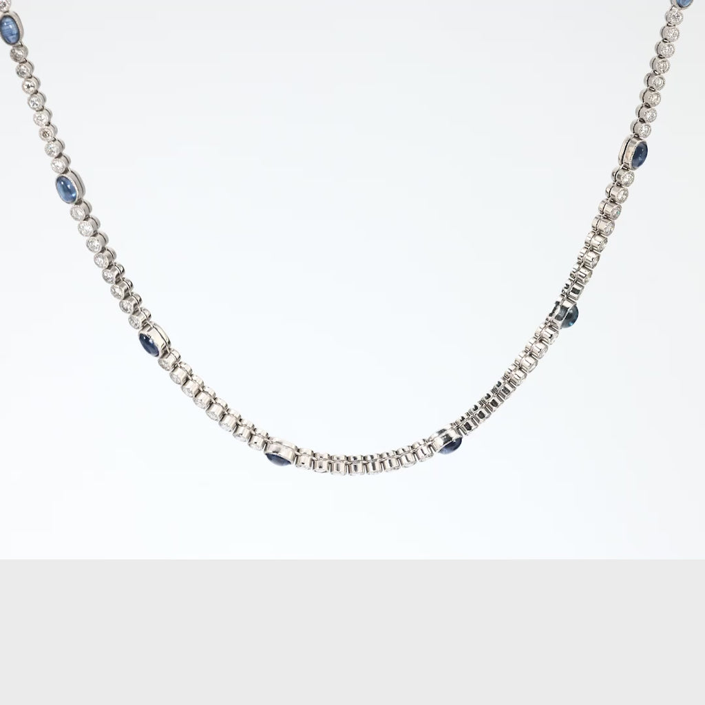 Mid Century 7.20 carat total weight sapphire diamond platinum necklace Jack Weir & Sons