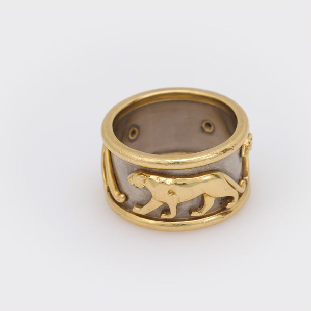 Vintage Cartier 18k yellow gold walking panther band Cartier