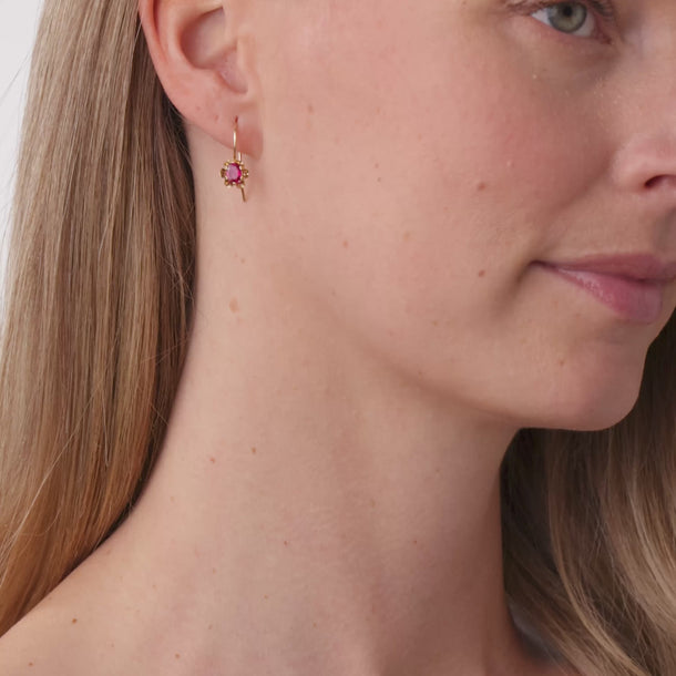 Victorian ruby 18k yellow gold earrings