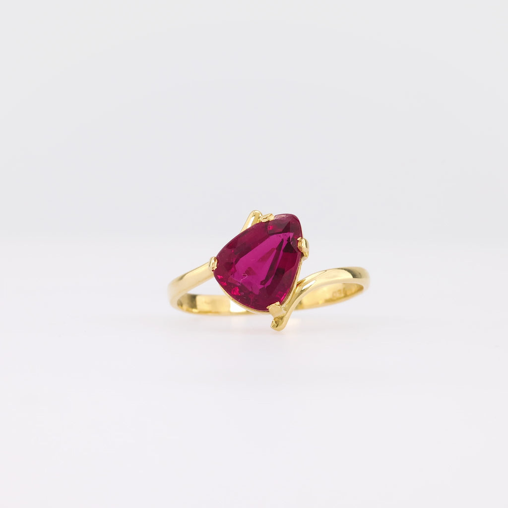 Vintage 1.8 Carat Pear Shape Tourmaline 18K Yellow Gold Engagement Ring Rings Jack Weir & Sons