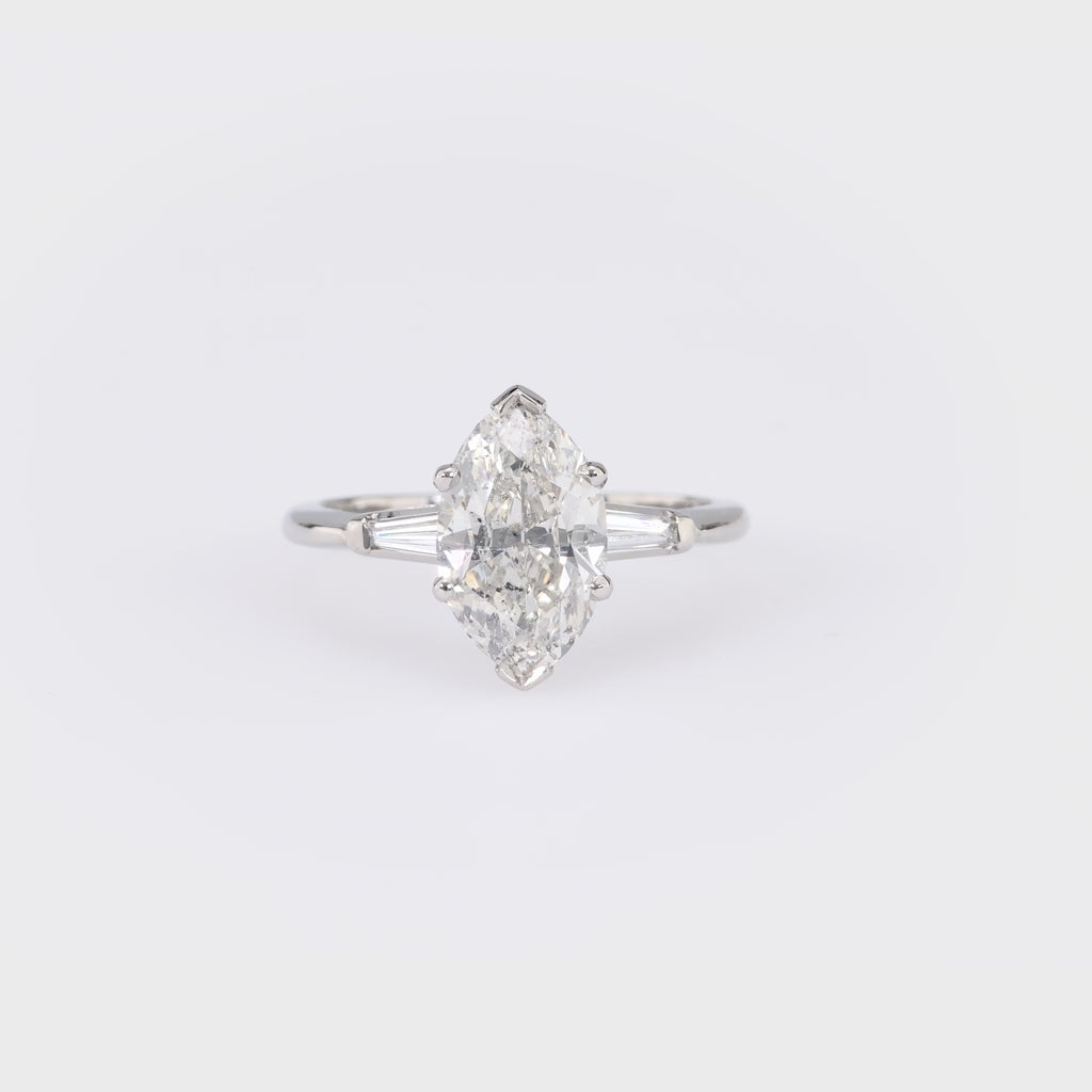 Mid-Century GIA 2.16 Carat Marquise Diamond Platinum Engagement Ring