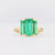 Mid Century Style GIA 2.5 Carat Emerald 18K Yellow Gold Three Stone Ring