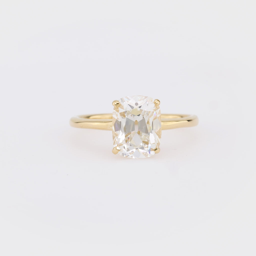 GIA 2.02 carat cushion cut diamond 14k yellow gold solitaire ring