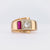 Retro Synthetic Ruby Diamond 14K Yellow Gold Band