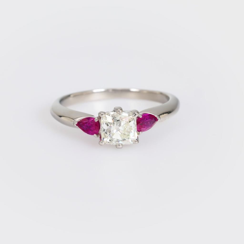 Vintage platinum diamond ruby ring Jack Weir & Sons