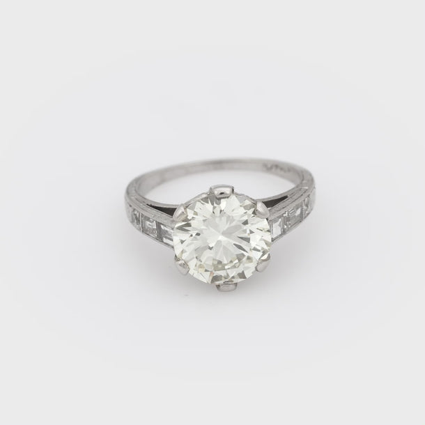 Art Deco GIA 3.11 carat diamond platinum engagement ring Jack Weir & Sons