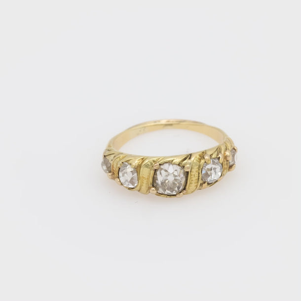 Victorian diamond 14k yellow gold 5 stone ring Jack Weir & Sons