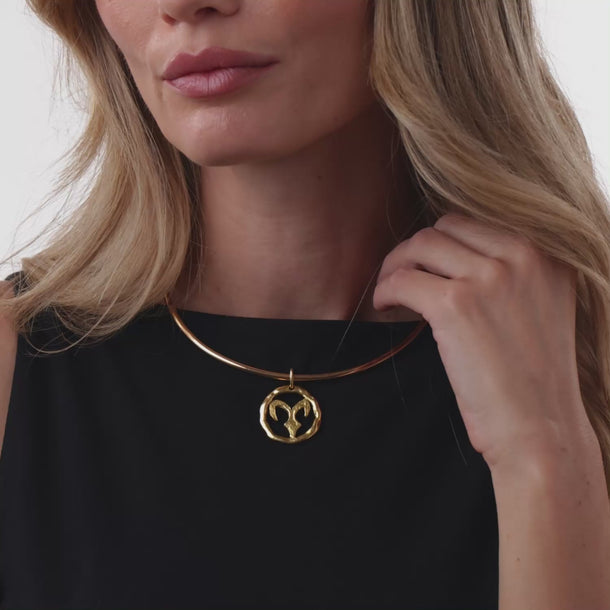Cartier George L'enfant French 18k yellow gold zodiac choker necklace